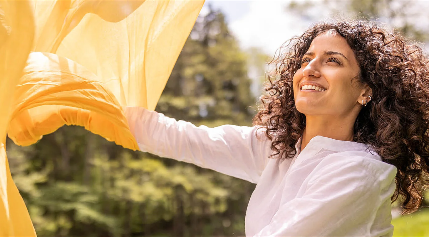 Woman with oeko-tex certified fabric